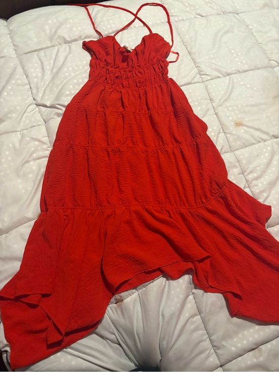 Monteau Los Angeles Dresses & Skirts - Red Tiered Spaghetti-Strap Casual Dress